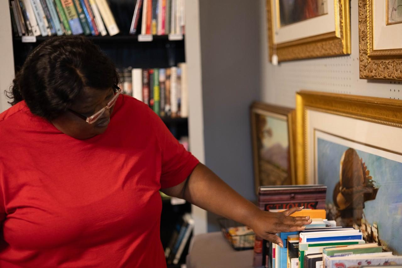 A BookLush customer browsing books